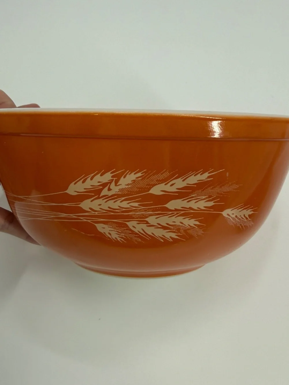 Vintage Pyrex Autumn Harvest Wheat Stalk Nesting Mixing Bowls Set 3 Rust Orange